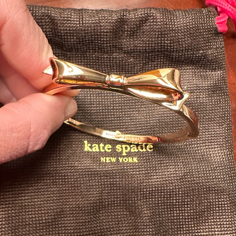 kate spade Gold Bow Hinged Bangle Bracelet